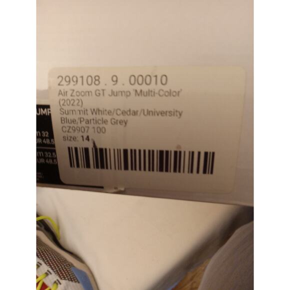 Nike Men's Size 14 Air Zoom GT Jump Multicolor Basketball Sneaker CZ9907-100 - Picture 9 of 9